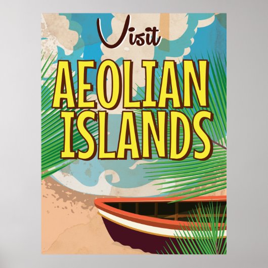 Îles Éoliennes affiche de voyage vintage (Devant)