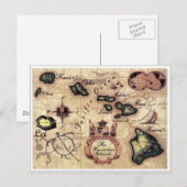 Îles Hawaii carte vintage avec rarement vu Lei (Devant / Derrière)