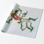 Ilex Red kerst Holly Berries op wintersneeuw — Cadeaupapier (Uitgerold)