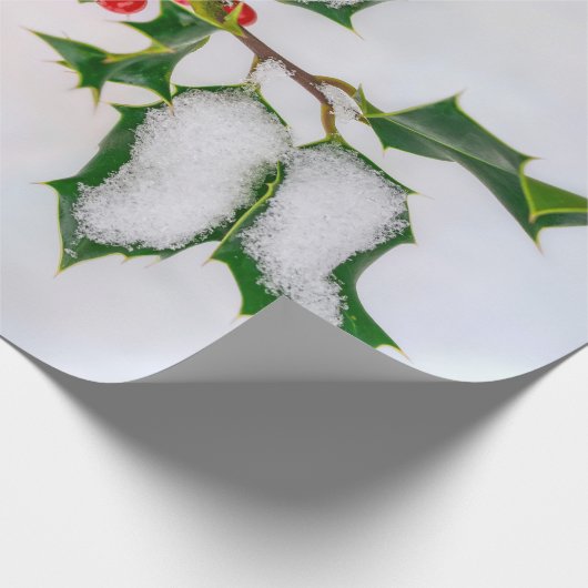 Ilex Red kerst Holly Berries op wintersneeuw — Cadeaupapier (Hoek)