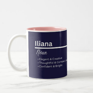 Iliana Gepersonaliseerde naam koffiemok Tweekleurige Koffiemok