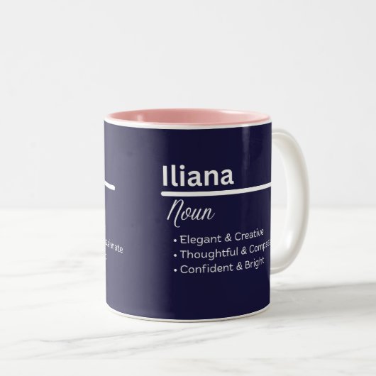 Iliana Personalized Name Coffee Mug Tweekleurige Koffiemok (Voorkant rechts)