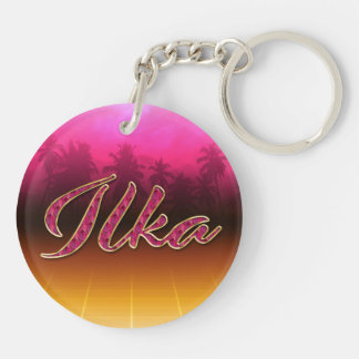 Ilka Vorname Name golden pink Schlüsselanhänger Sleutelhanger