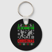 I'll Be Home For Christmas Baseball Funny Xmas Sleutelhanger (Voorkant)