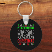 I'll Be Home For Christmas Baseball Funny Xmas Sleutelhanger (Voorkant)