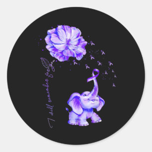 Ill Remember For You Paarse olifant Heimers Aware Ronde Sticker