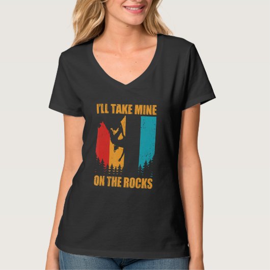 I'll Take Mine On The Rocks Bouldering Boulder Cli T-shirt (Voorkant)
