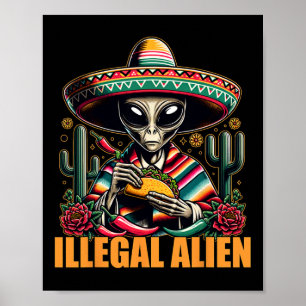 Illegale Vreemdeling Grappige Cinco De Mayo Wester Poster