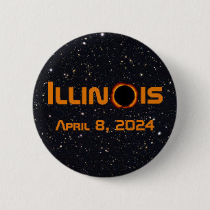 Illinois 2024 totale zonsverduistering ronde button 5,7 cm
