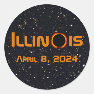 Illinois 2024 totale zonsverduistering ronde sticker