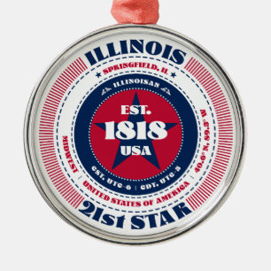 Illinois 21e staat kerstversiering metalen ornament