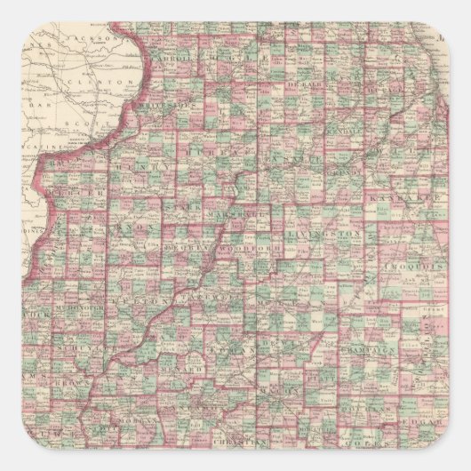 Illinois 3 vierkante sticker (Voorkant)