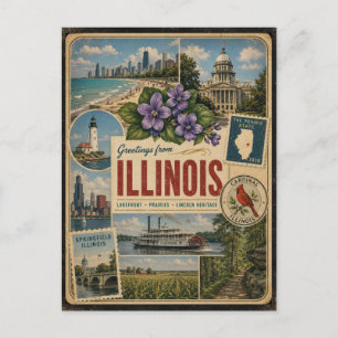 Illinois authentieke vintage stijl ansichtkaart briefkaart