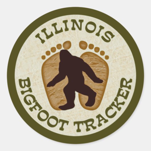 Illinois Bigfoot Tracker Ronde Sticker (Voorkant)