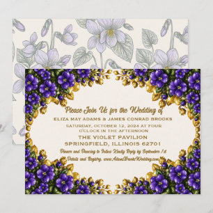 Illinois Blauwe Violet Bloemige Trouwuitnodiging Save The Date