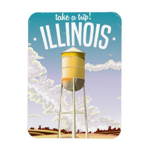 Illinois boerderij vintage reisposter magneet