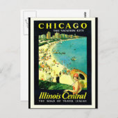 Illinois Central Chicago bij de meren Briefkaart (Voorkant / Achterkant)