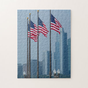Illinois, Chicago. Navy Pier, Amerikaanse vlaggen Legpuzzel