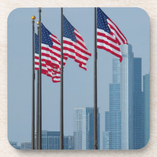 Illinois, Chicago. Navy Pier, Amerikaanse vlaggen  Onderzetter