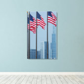 Illinois, Chicago. Navy Pier, vlaggen van de VS Canvas Afdruk (Insitu (Houten vloer))