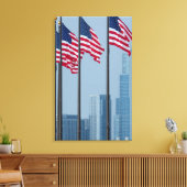 Illinois, Chicago. Navy Pier, vlaggen van de VS Canvas Afdruk (Insitu (Woonkamer))