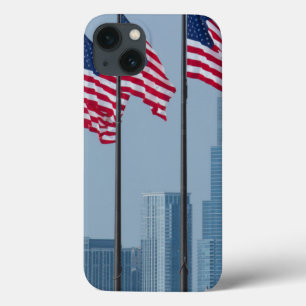 Illinois, Chicago. Navy Pier, vlaggen van de VS iPhone 13 Hoesje