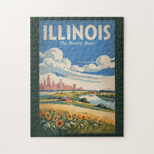 Illinois Chicago Silhouet Illustratie Reis Kunst Legpuzzel