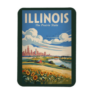 Illinois Chicago Silhouet Illustratie Reis Kunst Magneet