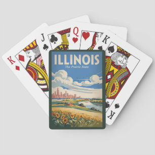 Illinois Chicago Silhouet Illustratie Reis Kunst Pokerkaarten