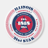 Illinois Circle Typographie Souvenir Magnet