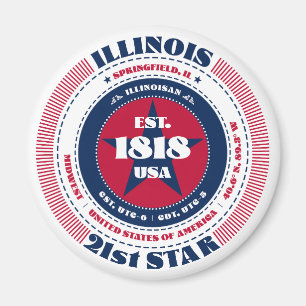 Illinois Cirkel Typografie Souvenir Magneet