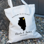 Illinois Destination Mariage Bienvenue Sac Fourre-<br><div class="desc">Un sac cadeau de bienvenue mariage pour les visiteurs en dehors de la ville à votre mariage,  avec l'image de l'Illinois,  avec coeur d'or. Remplissez fourre-tout avec vos goodies favoris.</div>