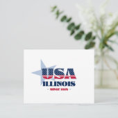 Illinois en carte postale rouge, blanche et bleue (Debout devant)