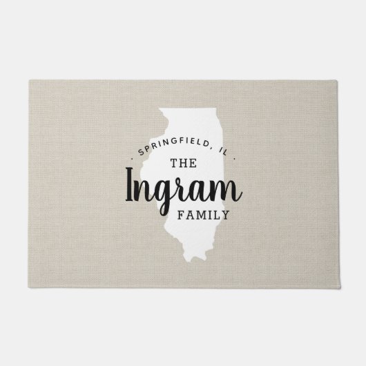 Illinois Familie Monogram Staat Doormat Deurmat (Voorkant)