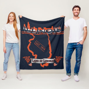 Illinois Fleece Blanket Deken