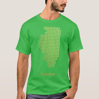 Illinois Goud Gestippelde Kaart T-shirt