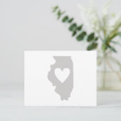 Illinois Gray Map Shaped Heart Illinoisan Love Briefkaart (Staand voorkant)