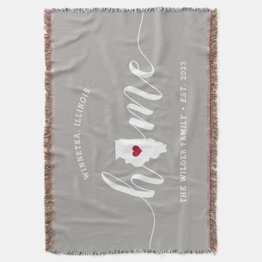 Illinois Home State Personalized Rustic Deken (Voorkant Verticaal)