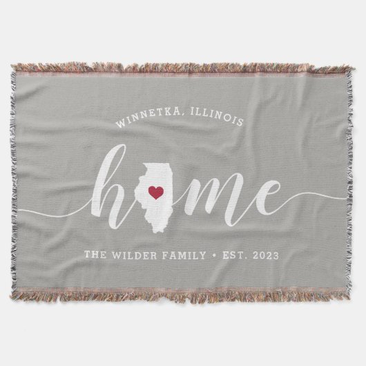Illinois Home State Personalized Rustic Deken (Voorkant)