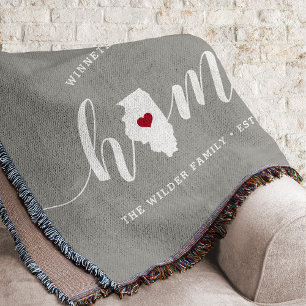 Illinois Home State Personalized Rustic Deken