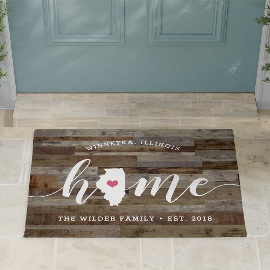 Illinois Home State Personalized Wood Kijk uit Deurmat