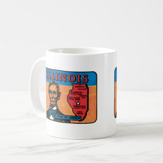 Illinois IL Vintage Étiquette d'Etat Mug (Devant gauche)