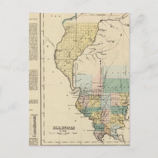 Illinois in 1822 briefkaart (Voorkant)