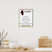 Illinois Information Educational US State Poster (Keuken)