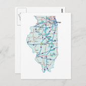 Illinois Interstate Map Briefkaart (Voorkant / Achterkant)
