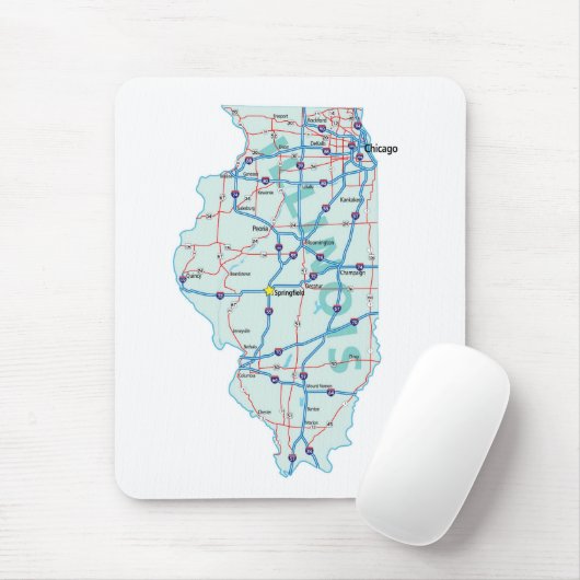 Illinois Interstate Map Mousepad Muismat (Met muis)
