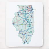 Illinois Interstate Map Mousepad Muismat (Voorkant)