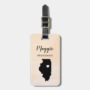 Illinois kaart bagagelabel, huwelijksfeest welkom bagagelabel