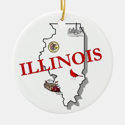 Illinois kerstboomversiering keramisch ornament (Voorkant)