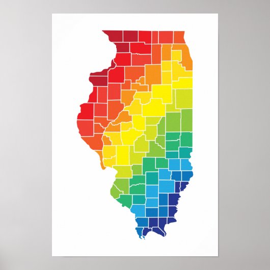 illinois kleurengraafschappen poster (Voorkant)